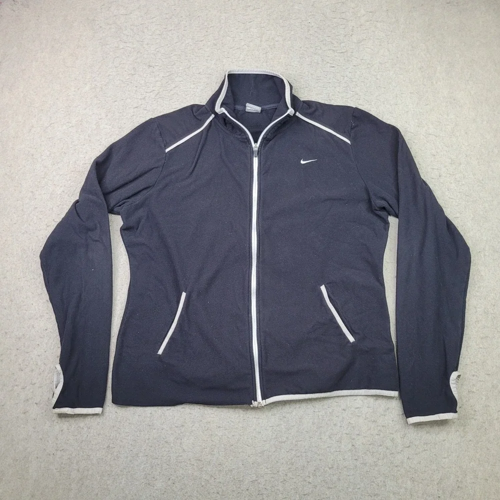 Vintage Nike Fleece Jacket‎ Youth XL (16-18) Black Full Zip Pockets Y2K